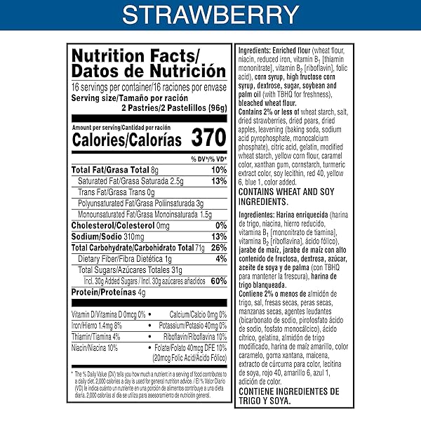 POP-TARTS TOASTER PASTRIES, BREAKFAST FOODS, KIDS SNACKS, FAMILY PACK, FROSTED STRAWBERRY, 54.1OZ BOX (32 COUNT)