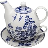 Grace Teaware Porcelain 4-Piece Tea for One (Blue Willow)