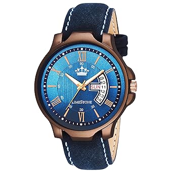 Wooden Coat Avatar Series Day and Date Functioning Analogue Blue Dial Men's Watch