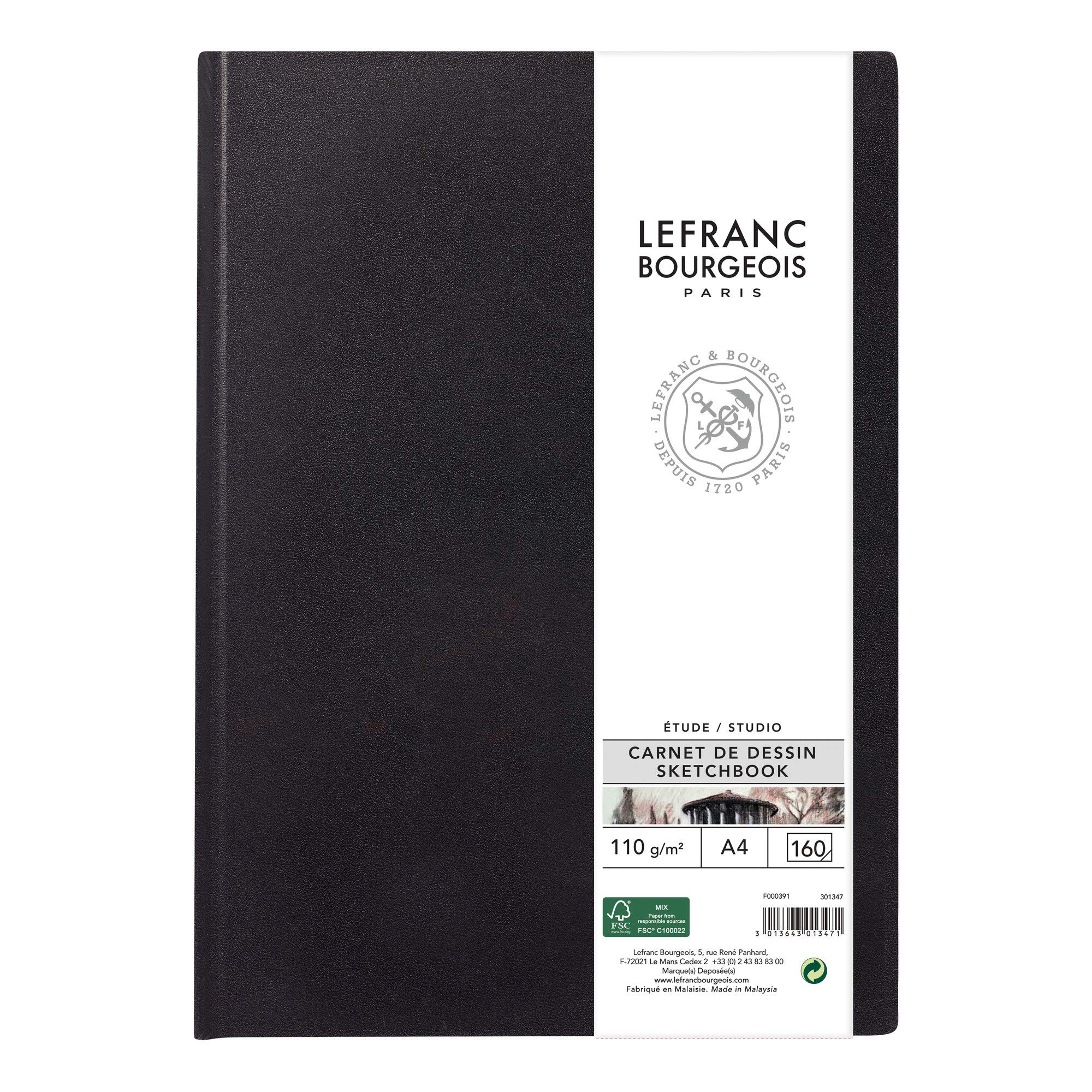 Lefranc Bourgeois 301347 Studio Sketch Book 80 Sheets - A4, 110 g/m², Fine Grain Surface Sketch Paper for Drawing with Pencils, Chalk, Charcoal and Other Drying Techniques — image 1
