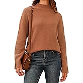 Arach&Cloz Women's Wool Blend Soft Mock Neck Casual Oversized Fall Sweater