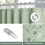 Waterproof Narrow Shower Curtain 92x182cm Sage Green Linen view 3