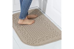 COSY HOMEER 32X20 Inch Anti Fatigue Kitchen Rug Mats are Made of 100% Polypropylene Half Round Rug Cushion Specialized in Anti Slippery and Machine Washable (32x20in Beige 1pc) …