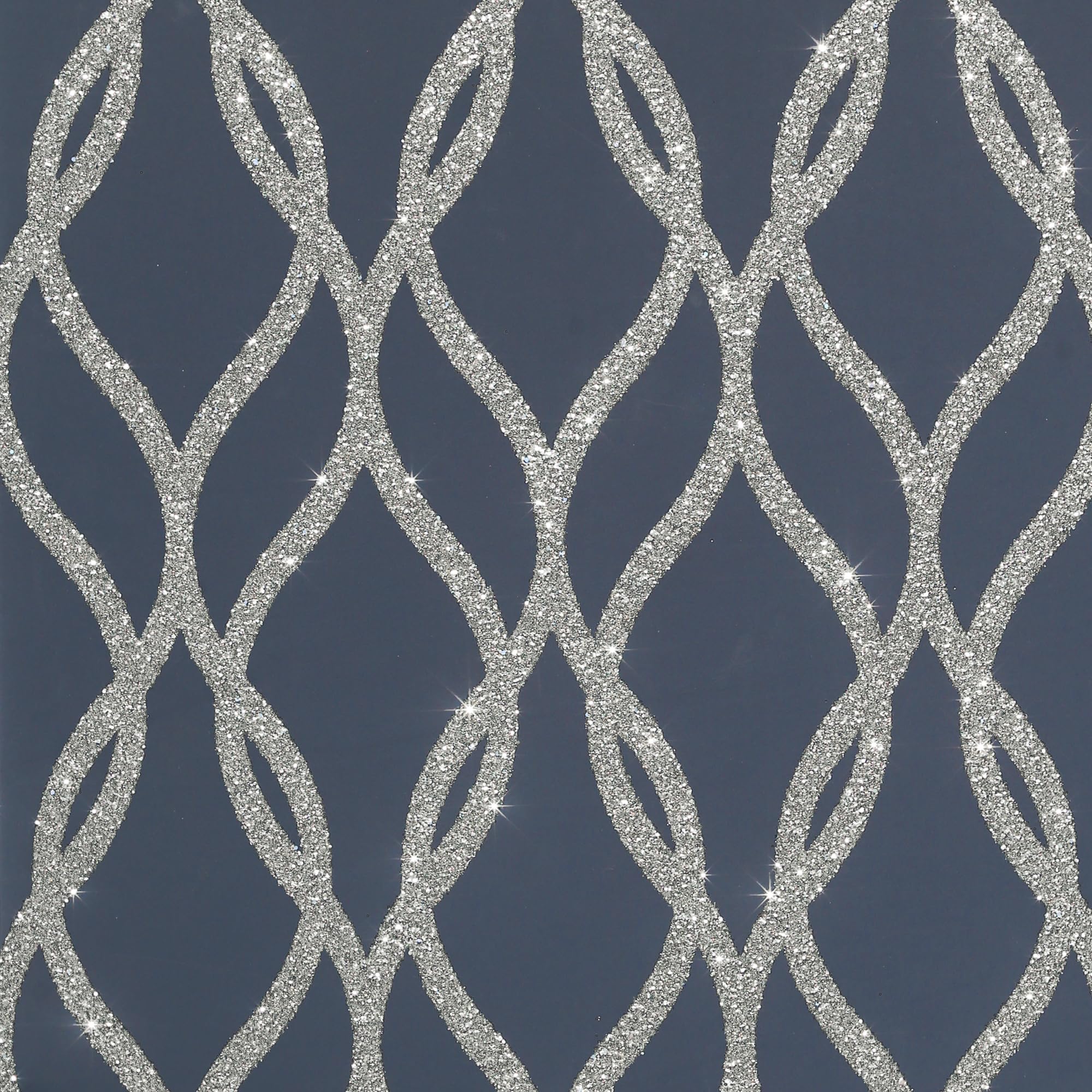 Arthouse | Sequin Trellis Navy/Silver Wallpaper | Elegant Feature Wall Décor | Shimmering Silver Sequin Design | Modern Navy Blue Wallpaper | Paste The Paper Application | 600 x 53cm
