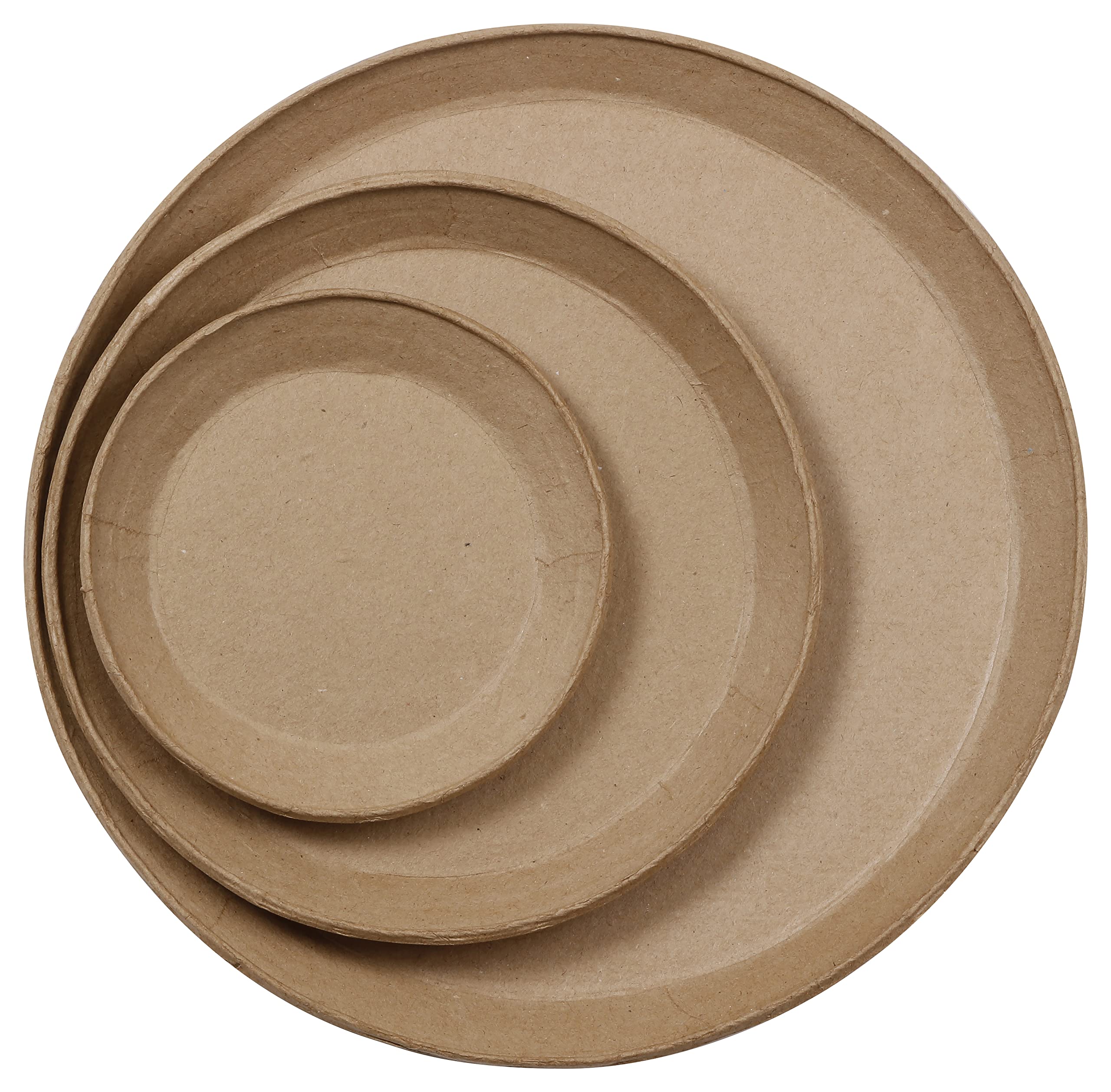 Décopatch HD083C - A Set of 3 plates to decorate - 1 hook on the back to hang the plates - object to customize - Plate 1: 2x30x30cm; plate 2: 2x22x22cm; plate 3: 1.5x15x15cm