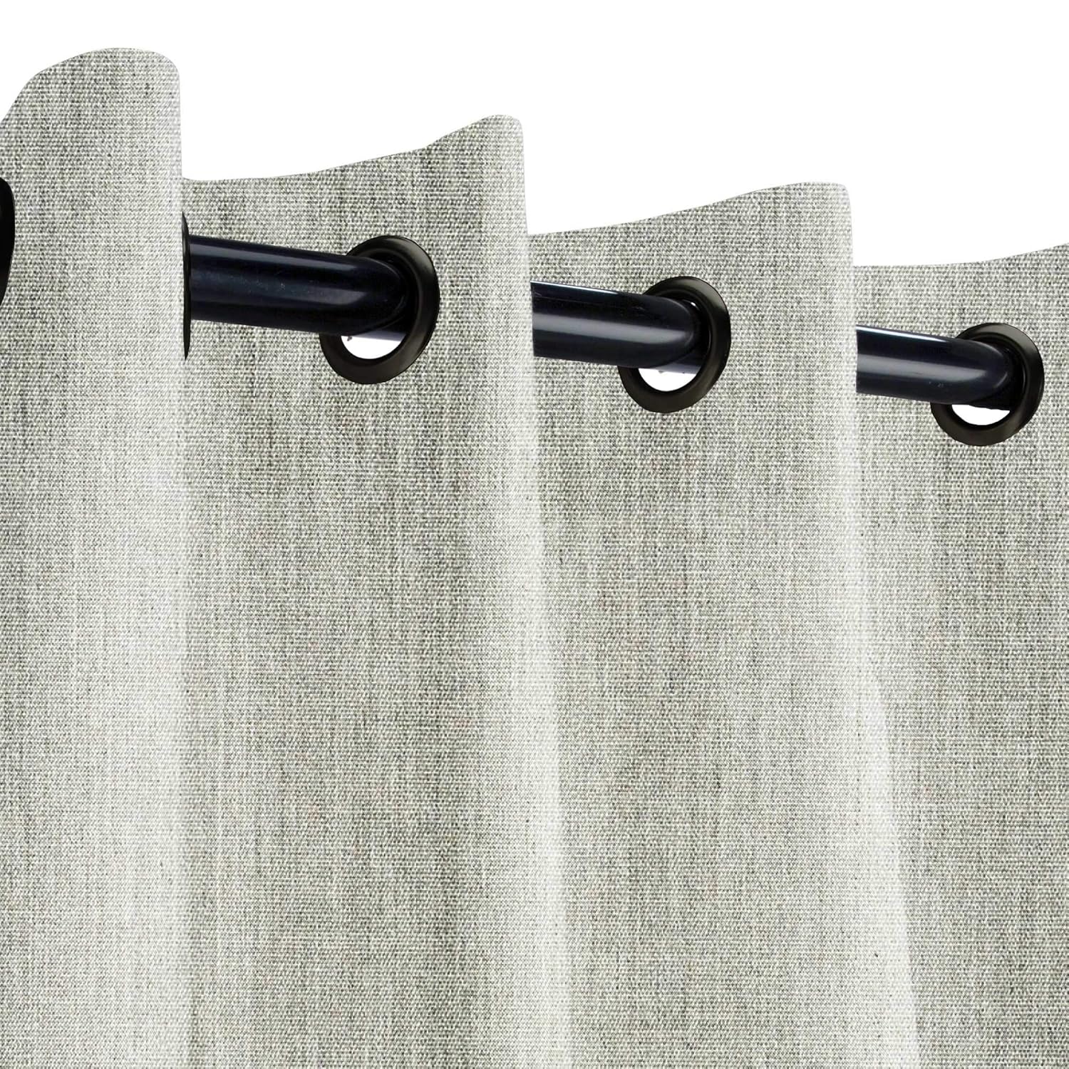 Sunbrella Canvas Brass Outdoor Curtain with Dark Gunmetal Grommets 50 in. Wide x 84 in. Long