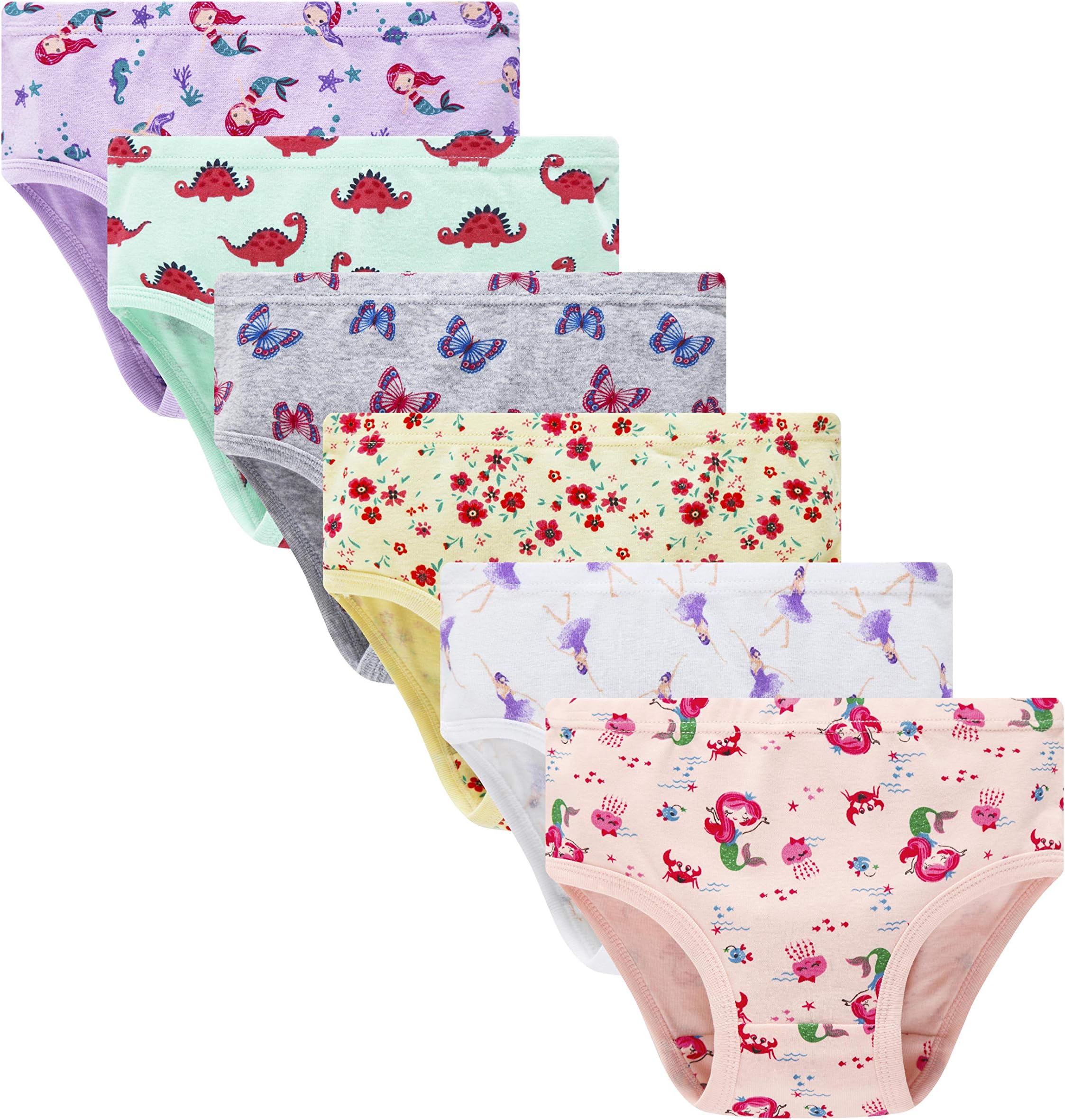 Cadidi Dinos Little Girls Soft 100% Cotton Underwear Toddler Panties Kids Assorted Briefs