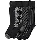 POLO RALPH LAUREN Men's Assorted Pattern Dress Crew Socks (4-Pack)