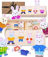 Jaques of London Safe Wooden Puzzle Rabbit Family Dress Up 72 outfits UKCA view 1