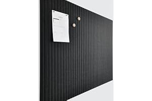 VIVELDA Large Cork Board for Office Black Felt Board Alternative - Slat Wall Paneling, Felt Bulletin Board Tiles for Office Wall Decor, Push pin Board Wall Organizer for Office -12-Pack (Black)