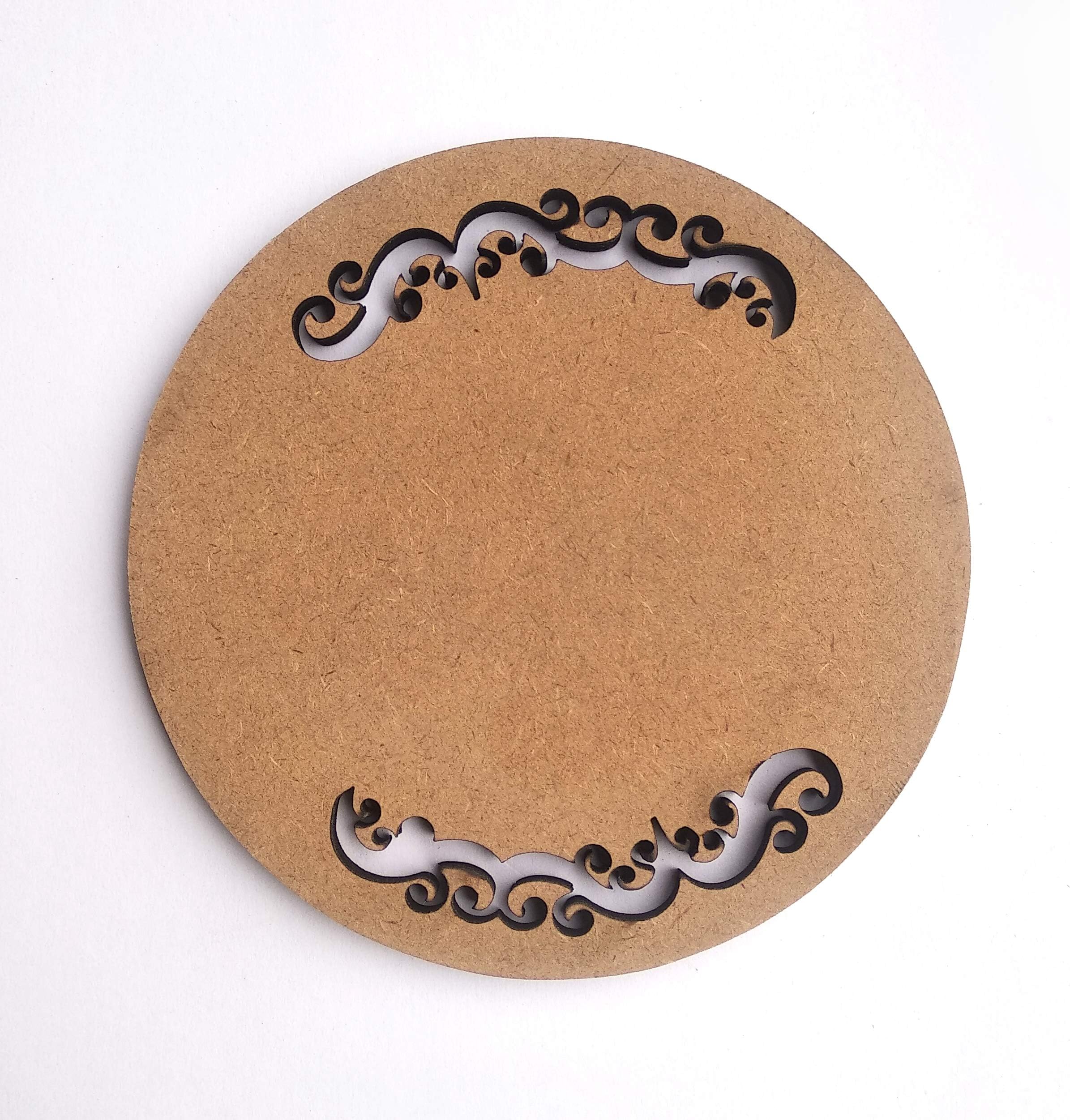 IVEI DIY Coasters Round with Edge Design Cut - (Set of 12) /for Craft/Activity/Decoupage/Painting/Resin Work (Engraved)