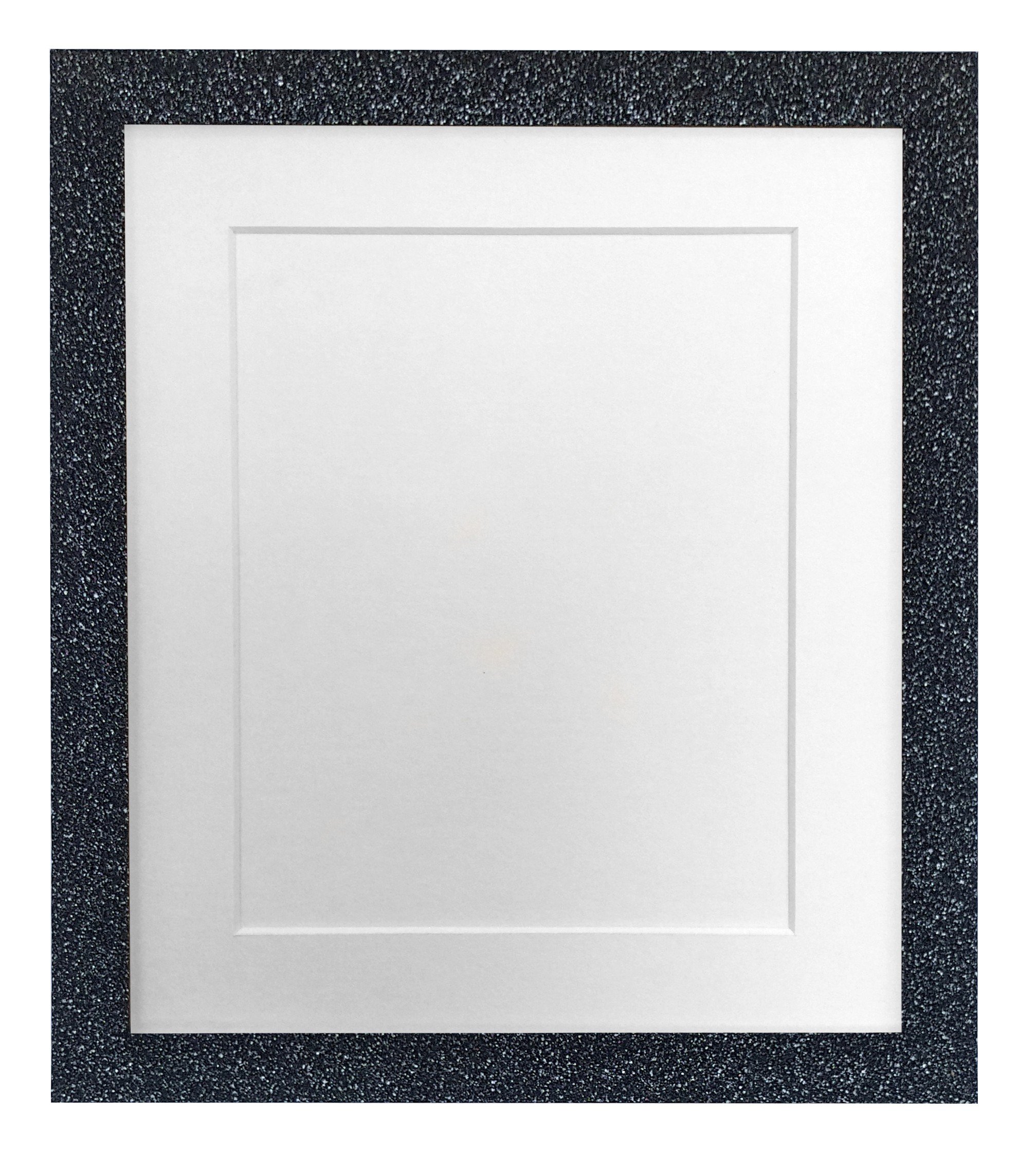 FRAMES BY POST Glitz Charcoal Picture Photo Frame with White Mount 14 x 11 Image Size 12 x 8 Inch Plastic Glass — image 1