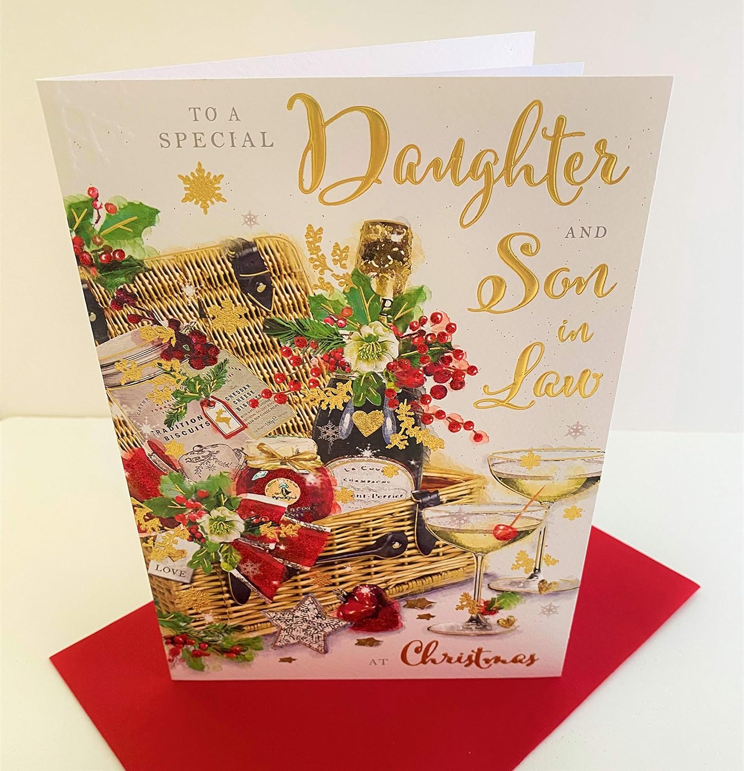 Jonny Javelin Special Daughter and Son in Law at Christmas Card - Hamper, brown|oak|red|beige - Image 4