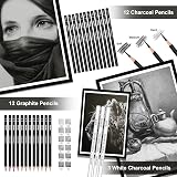 HIFORNY 100-Piece Drawing Set Pencils Charcoal Graphite Watercolor Colorful view 6