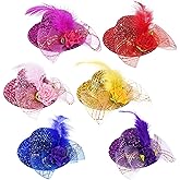 Zinniday 6 Pcs Mini Tea Party Hats, 2026 Derby Attire Hats for Girls, Small Fascinators with Clip-On Design