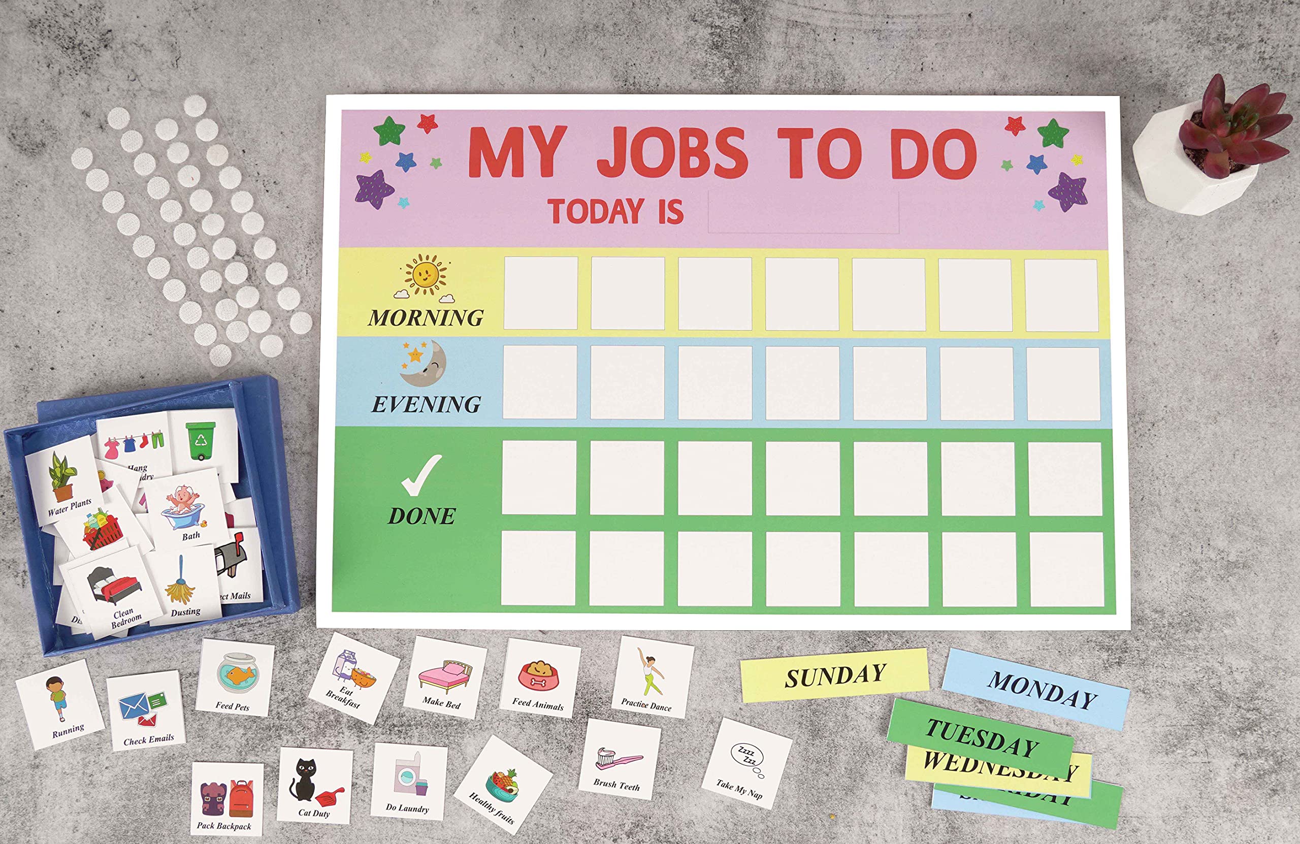 Inkdotpot Kids Daily Responsibility Checklist, to-Do List- Daily Routine- Chore Chart- Morning/Evening Checklist- Daily Task List- Childrens Job Poster