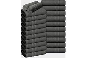 Pristine Linen 100% Cotton Hand Towels 16x27 Inch Salon Towels Highly Absorbable Facial Gym Hair Face Bulk Pack of 24 Charcoal Grey