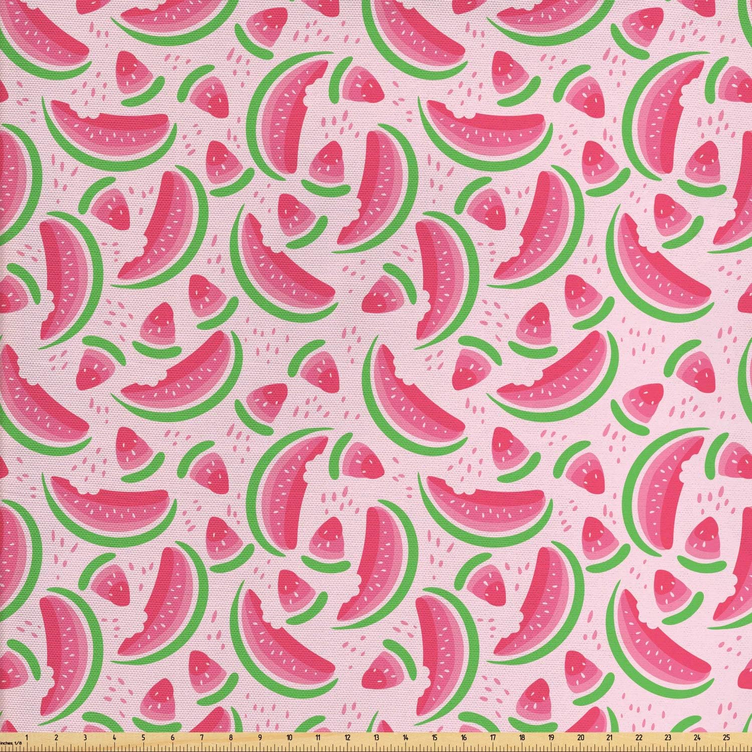 Lunarable Watermelon Fabric by The Yard, Summer Fresh and
