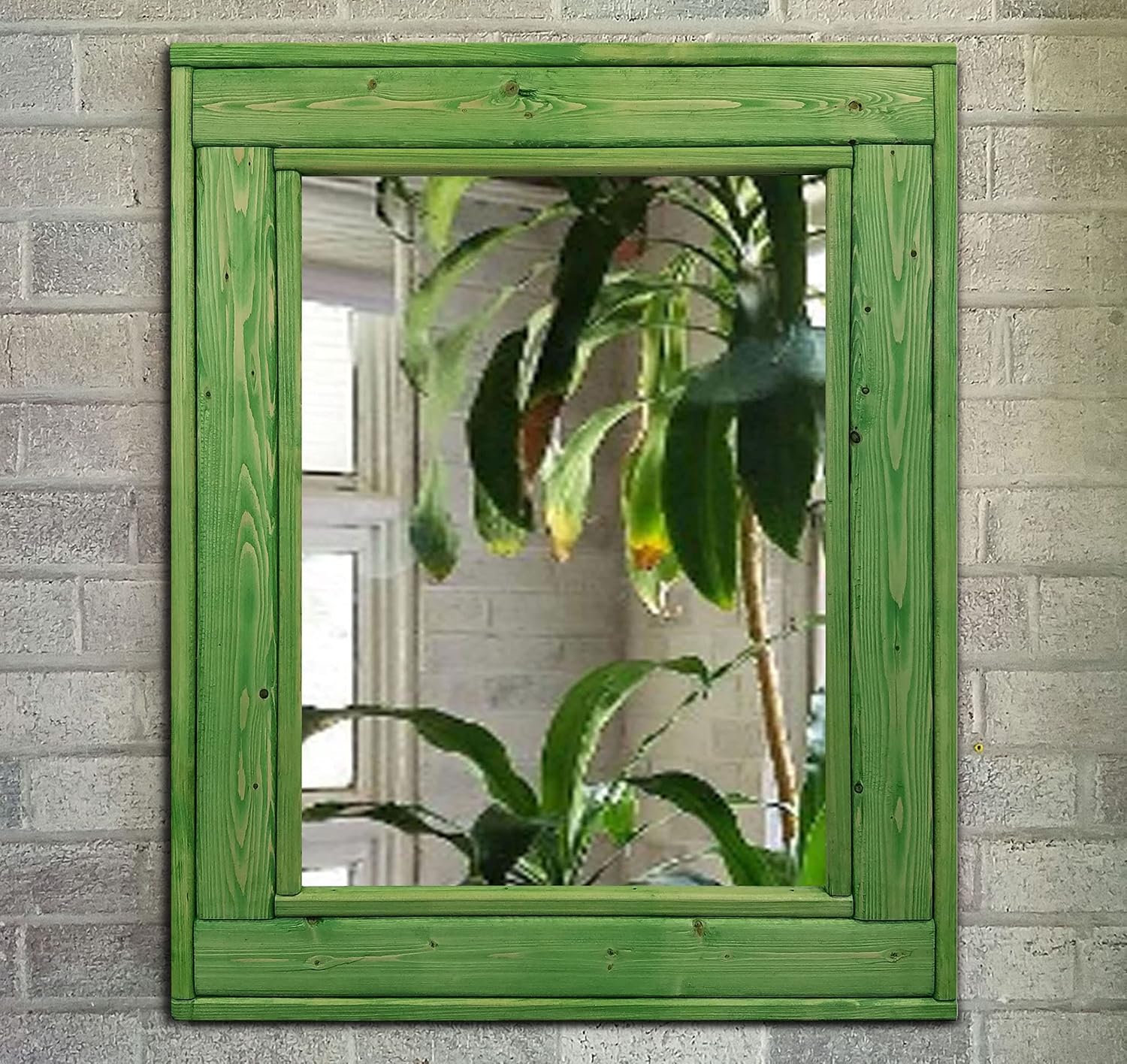 Herringbone Reclaimed Wood Framed Mirror Stained in Tea
