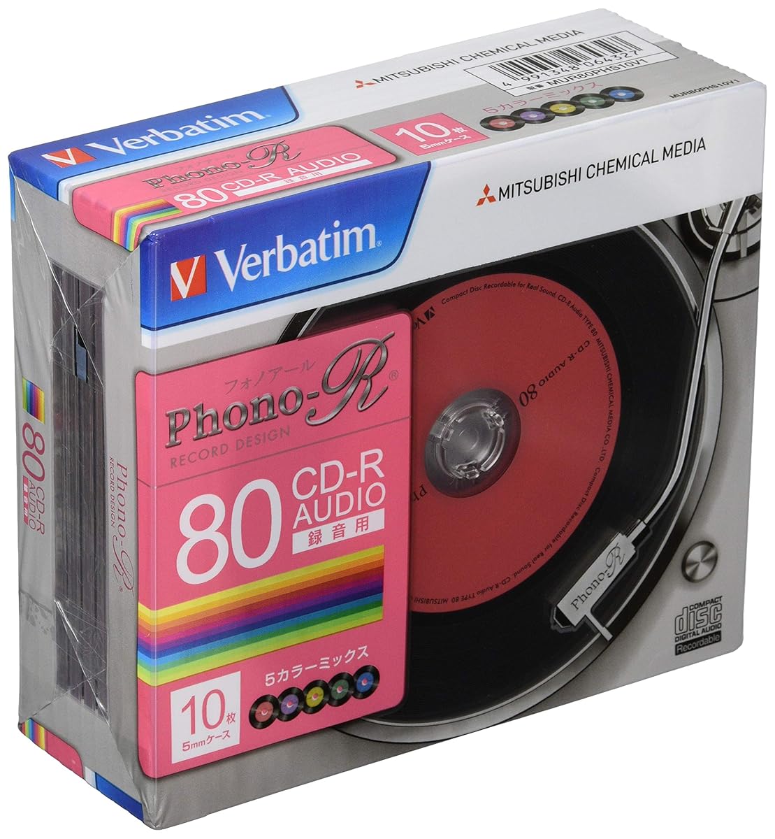 X10 Verbatim Blank Music Discs 80min 24x CDR MUR80PHS10V1 Color Mix