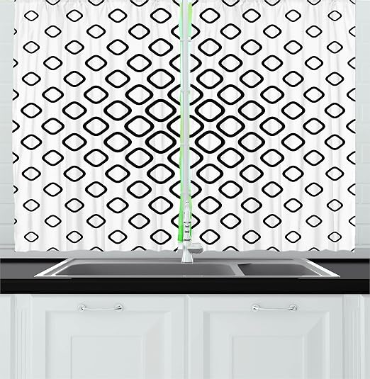 Amazon Com Ambesonne Abstract Kitchen Curtains Trippy Fractal Geometrical Rounded Square Shapes Minimalist Artisan Pattern Window Drapes 2 Panel Set For Kitchen Cafe Decor 55 X 39 Black And White Home Kitchen Abstract wallpapers hd sort wallpapers by: amazon com