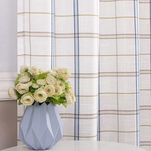 Amazon Com Buffalo Check Curtains Taupe And Blue Buffalo