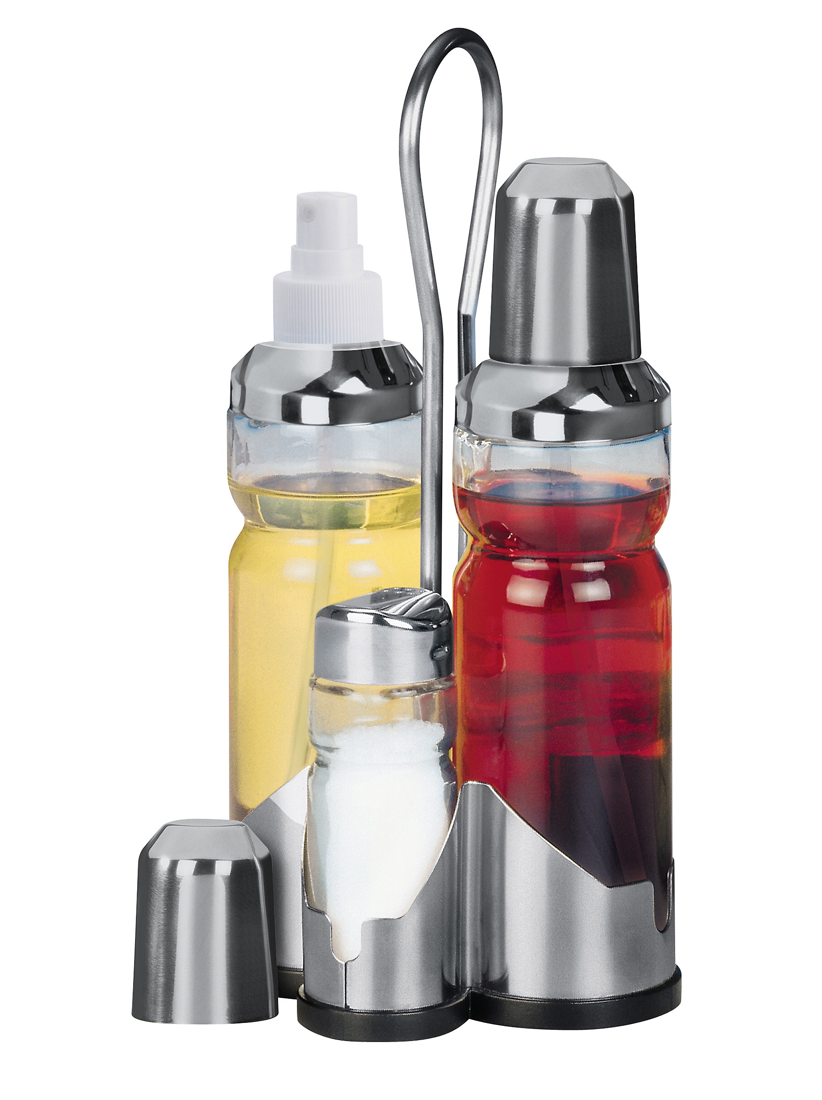 Fackelmann Vinegar and Oil Sprayer, Salt and Pepper Pot Shaker, Rustproof Set Box