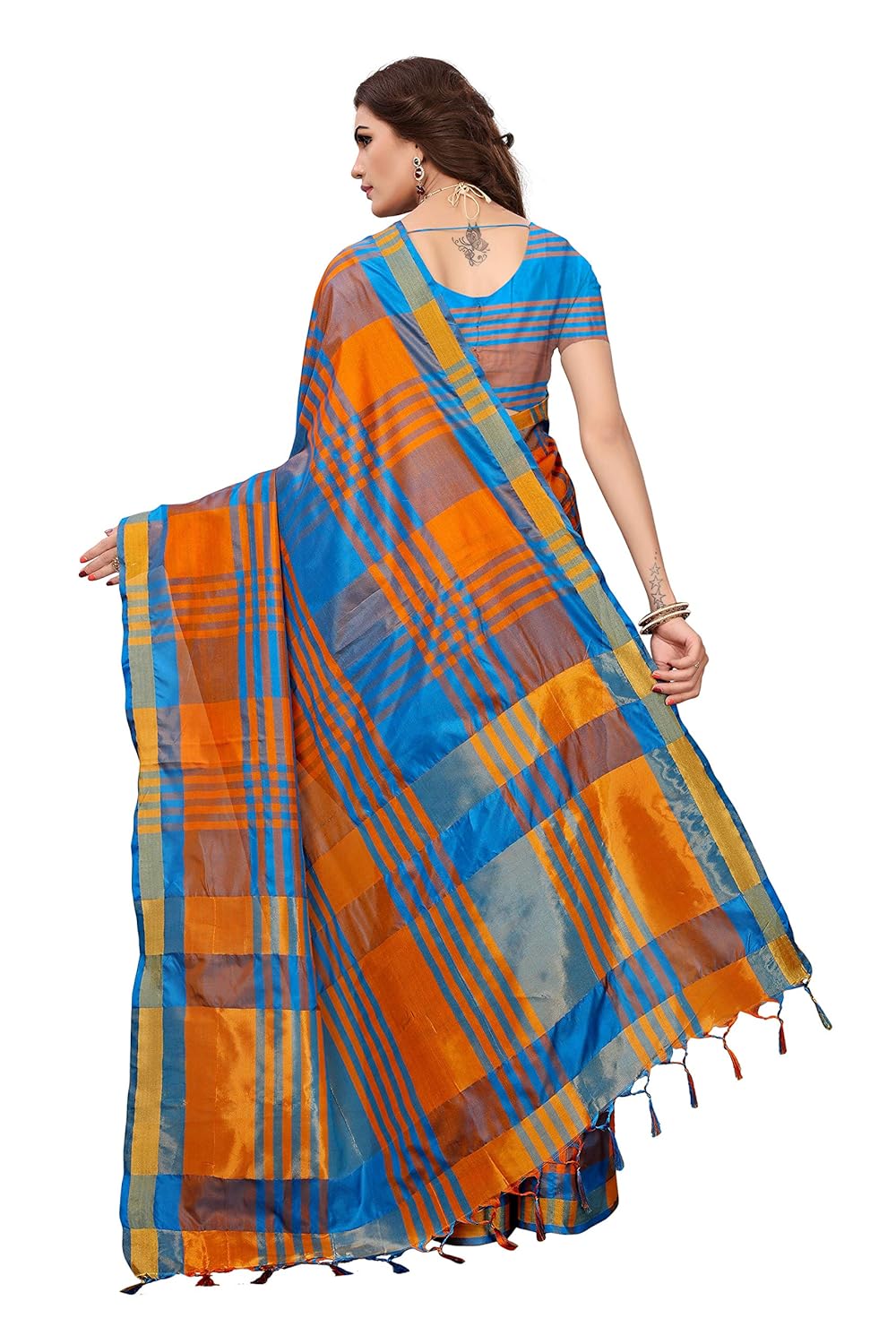 anni designer women's sarees cotton silk saree with blouse piece