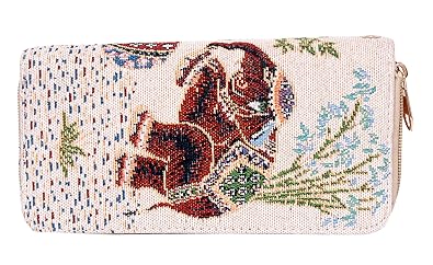 AMZA Womens Stylish Double Zipper Elephant Handcrafted Clutch