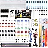 Miuzei Electronics Component Fun Kit with Supply Module, Jumper Wire, 830 Tie-Points Breadboard, Precision Potentiometer, Res