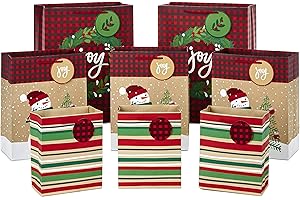 Hallmark Christmas Gift Bag Assortment, Traditional (Pack of 8 Gift Bags; 3 Small 6", 3 Medium 9", 2 Large 13") Snowmen, Red 