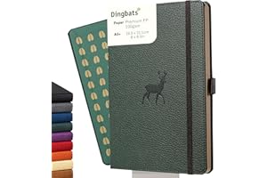 DINGBATS* NOTEBOOKS Dingbats* Wildlife Dotted Journal Notebook A5 - Vegan Leather Hard Cover, Ideal for Work, Travel - Pocket, Elastic Closure, Bookmark