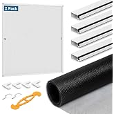 Augblinds DIY Aluminum Window Screen Frame Kit, 2 Sets, 46 in, White | Window Screen Replacement Kit, Cut-to-Size, Makes 2 Screens up to 46 x 46 in, Mesh, Spline, 8 Corners