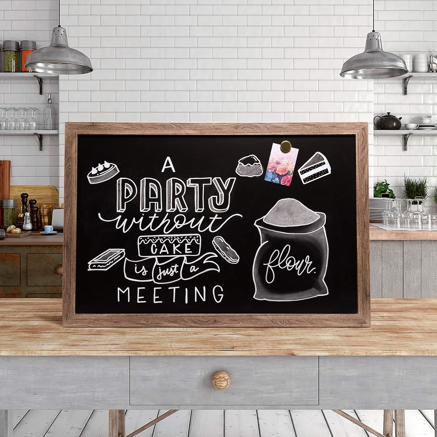 U Brands Magnetic Chalkboard, 36x24 Inches, Rustic Wood Frame (4549U00-01) : Office Products