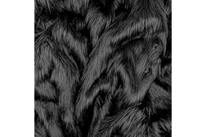 Barcelonetta | Faux Fur Fabric | by The Piece | Pre-Cut | Faux Fur Squares | Fur Fabric for Arts & Crafts, Costume, Decoration, Upholstery, Cushion (Black, 10" X 10")