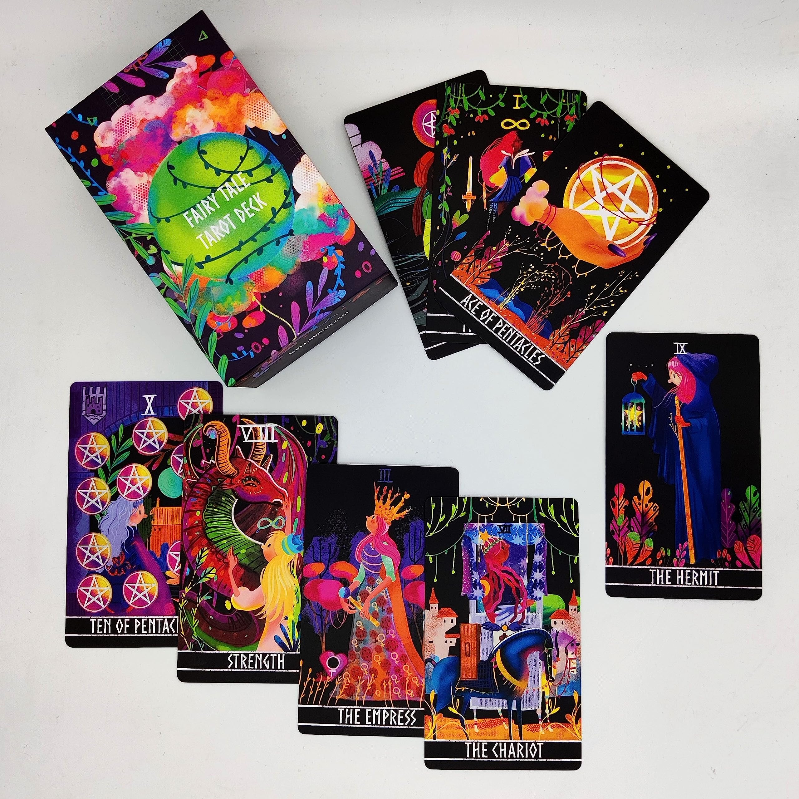 Fairy Tale Tarot Deck with Guidebook – 78-Card Set with Major & Minor Arcana, Floral Design, Ideal for Beginners