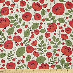 Ambesonne Poppy Flower Fabric by The Yard, Abstract