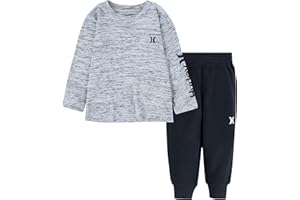 Hurley boys Long Sleeve Soft Basic Cloud Slub T-shirt and Shorts 2-piece Outfit Set