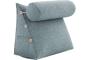 VERCART Bed Wedge Pillow Adjustable Reading Throw Cushions for Sleeping Triangular Bedrest Lumbar Neck Back Support Pillows with Removable Cover, 23.5 Inches Grey