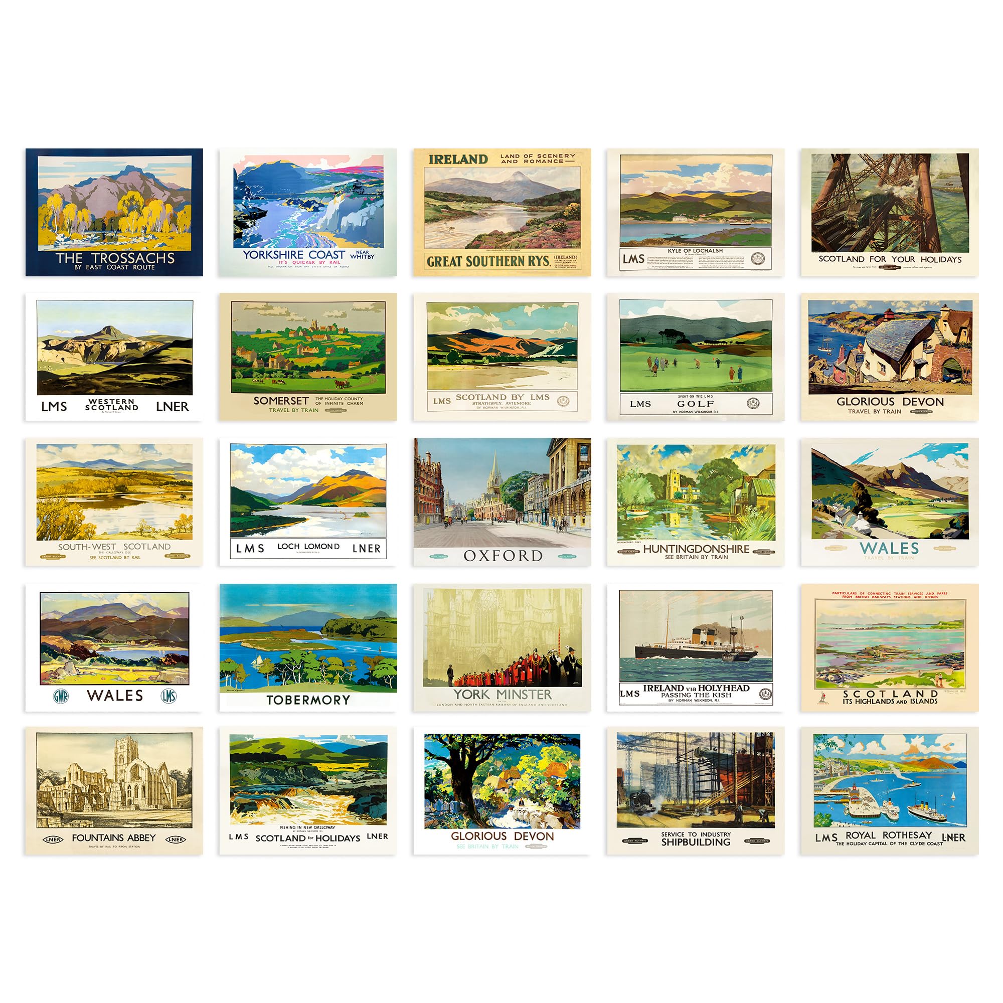 Artery8 50 Pcs British Railway Train Sea Travel Aesthetic Collage Kit Wall Art Prints A6 Set Pack 14.8 x 10.5 cm (5.8 x 4.1) Room Decor Collector GNER GWR Rail Poster