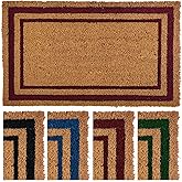 Ecomills Red Border Coco Coir Doormat, 18" x 30" - Natural Coconut Fiber Welcome Mat for Front Door - Non-Slip, Heavy Duty Ou