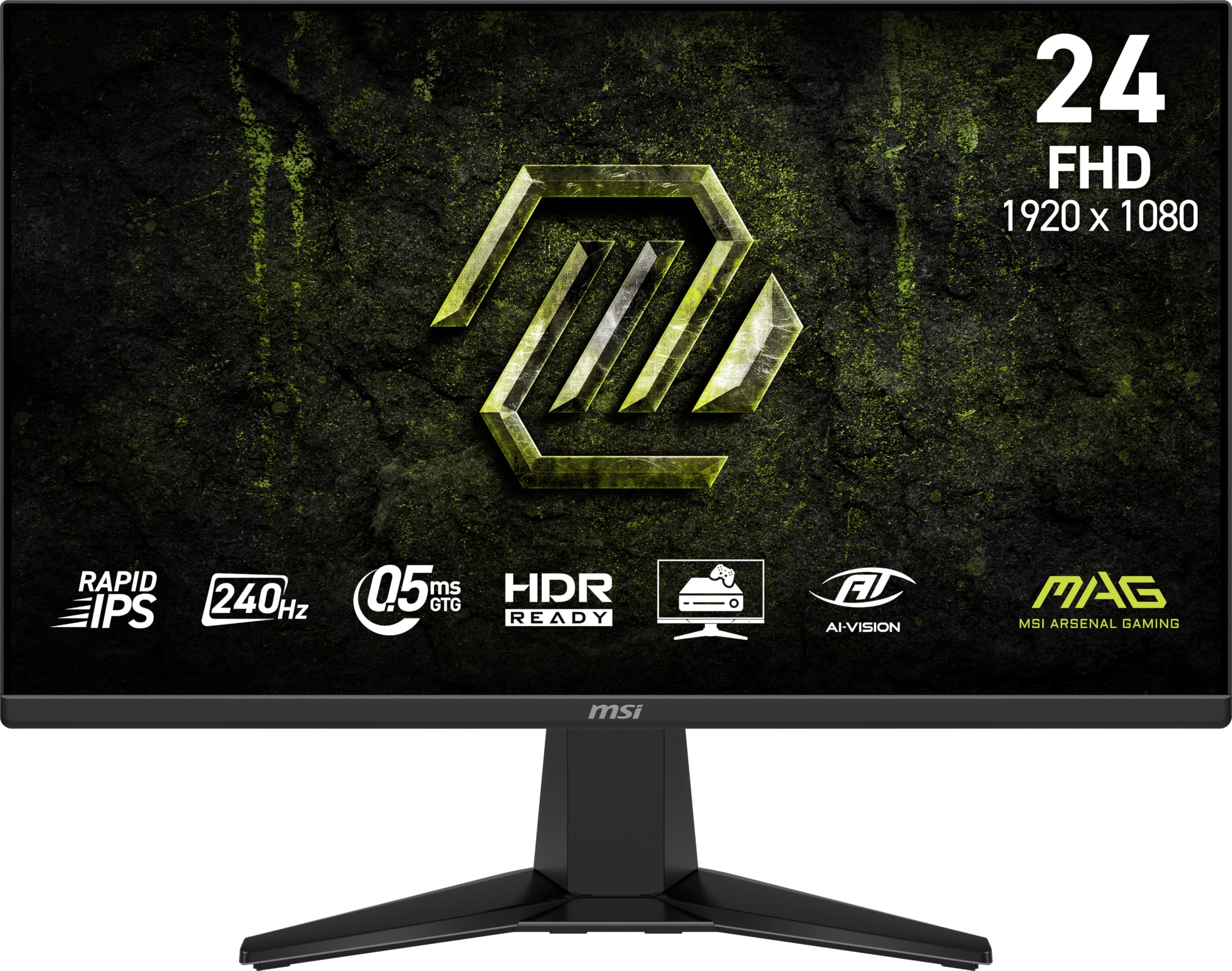 msi MAG 245F X24 24-inch 1920 x 1080 (FHD) Gaming Monitor, 240Hz, FreeSync Premium, HDR Ready, HDMI, VGA Port, VESA Mountable, Tilt, 4-Side Slim Bezel, 0.5ms, Black