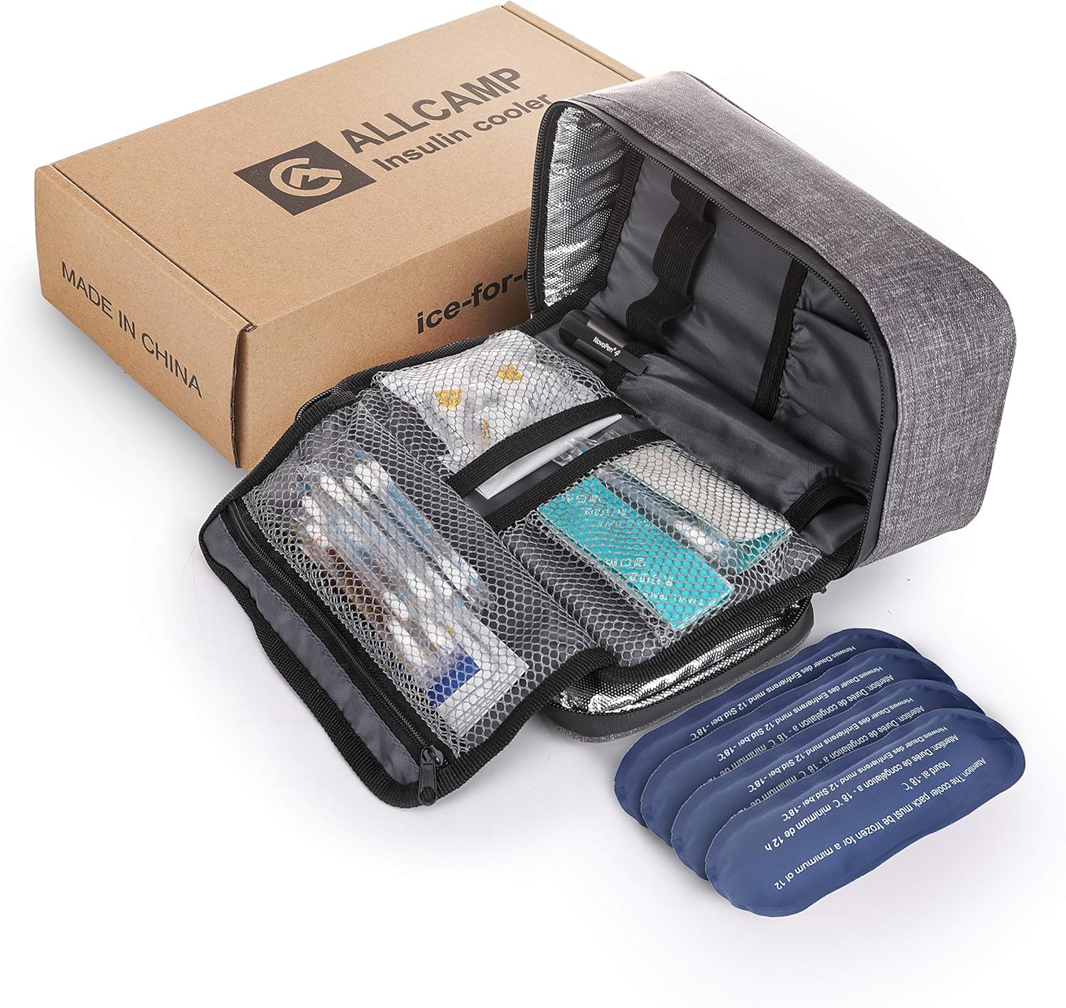 ALLCAMP Insulin Cooler Travel Bag for Diabetic Organize Medication with 4 Ice Packs (TPU): Health & Personal Care