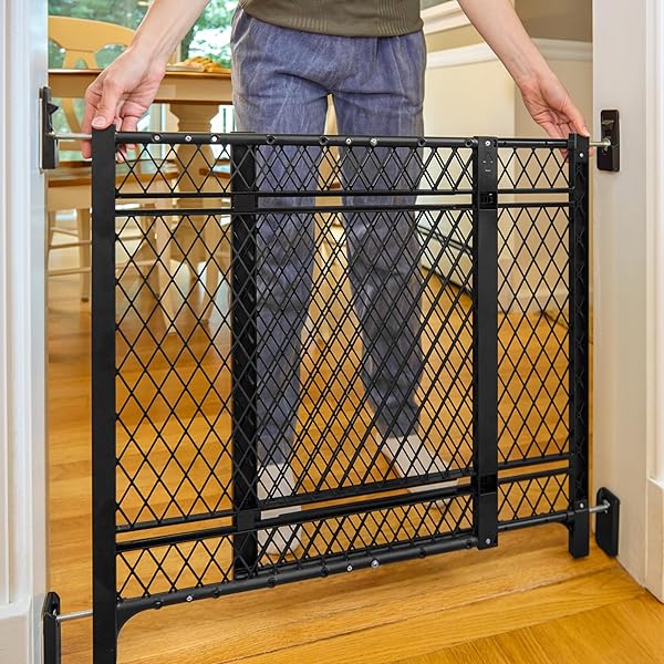 INGENUITY DOORWAY 42W SERIES DOG AND BABY GATE, INDOOR OUTDOOR, WON’T RUST OR FADE, PLASTIC PANEL, FITS 23-42″ OPENINGS, 24” TALL