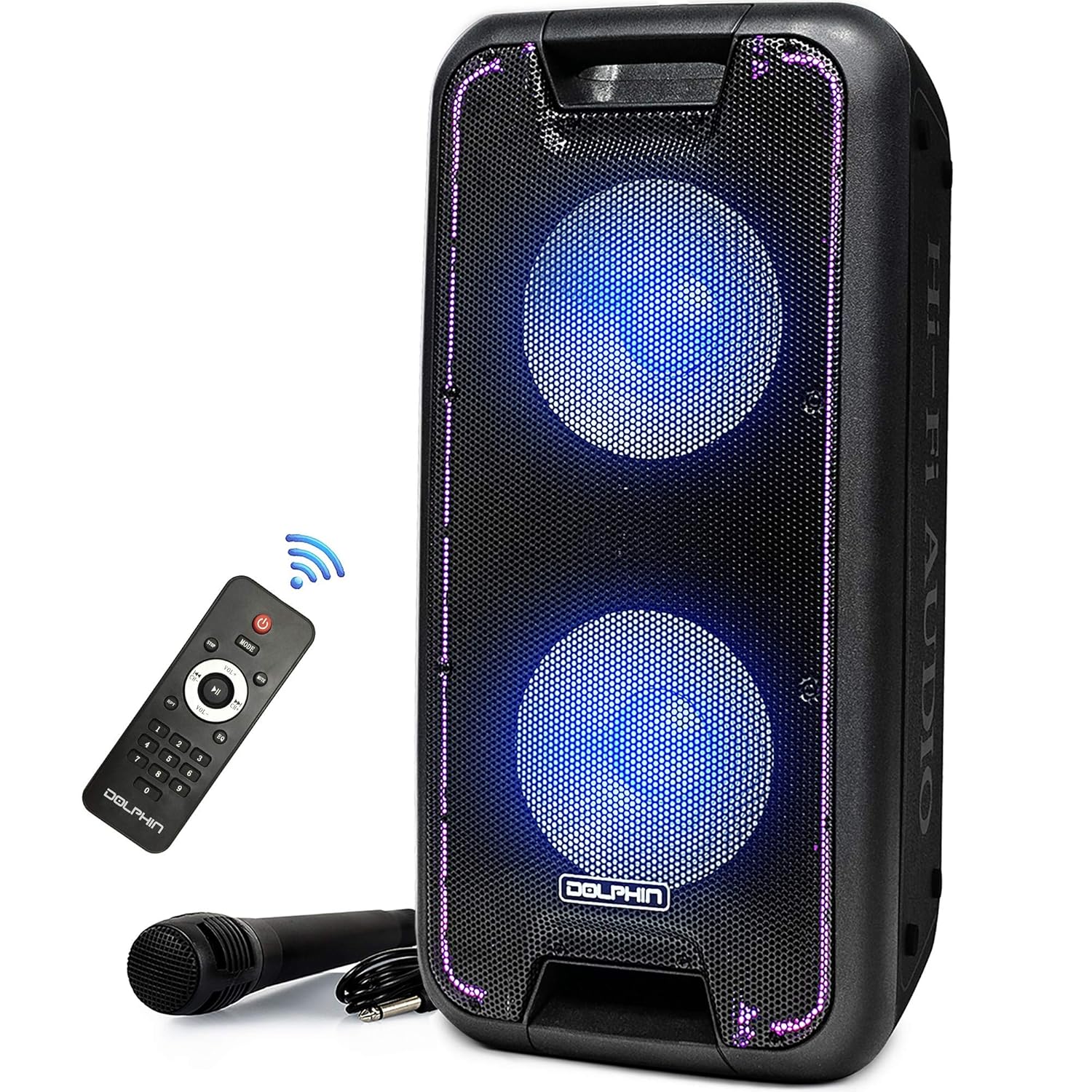 dolphin dual 10 inch rechargeable bluetooth speaker