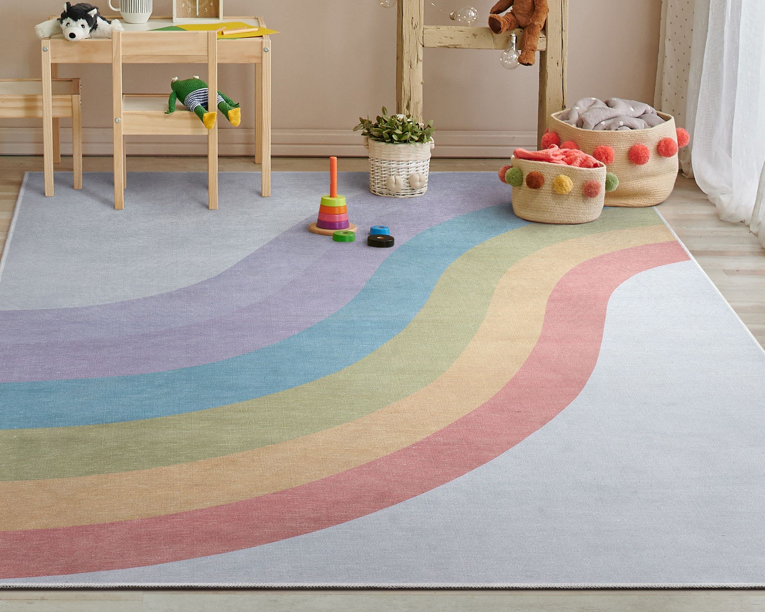 Photo 1 of Well Woven Kids Rainbow Rug, 5' x 7', Multi Color