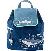 Stephen Joseph Unisex Toddler Back to School, Quilted Backpack, One Size, Navy Shark