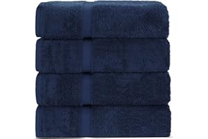 Chakir Turkish Linens Premium Cotton Absorbent Turkish Towels (Bath Towel - Set of 4, Navy Blue)