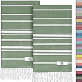 EPHESUS TOWELS Hand Towels - Set of 2 | 18" x 30" - Decorative Turkish Hand Towel for Bathroom, Kitchen, Guest, Face, Hair, Tea, Dishcloth (Sultan, Green)