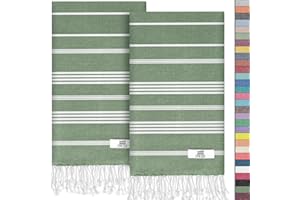 EPHESUS TOWELS Hand Towels - Set of 2 | 18" x 30" - Decorative Turkish Hand Towel for Bathroom, Kitchen, Guest, Face, Hair, Tea, Dishcloth (Sultan, Green)